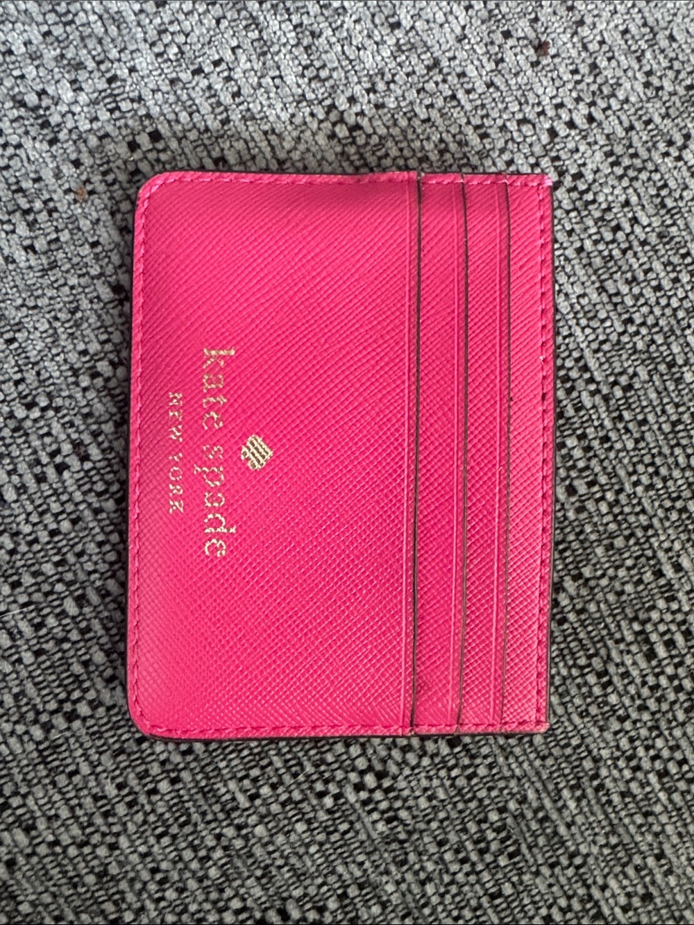 kate spade Hot Pink Saffiano Card Case with Gold Logo